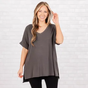 Comfy Travels Top, Ash Grey