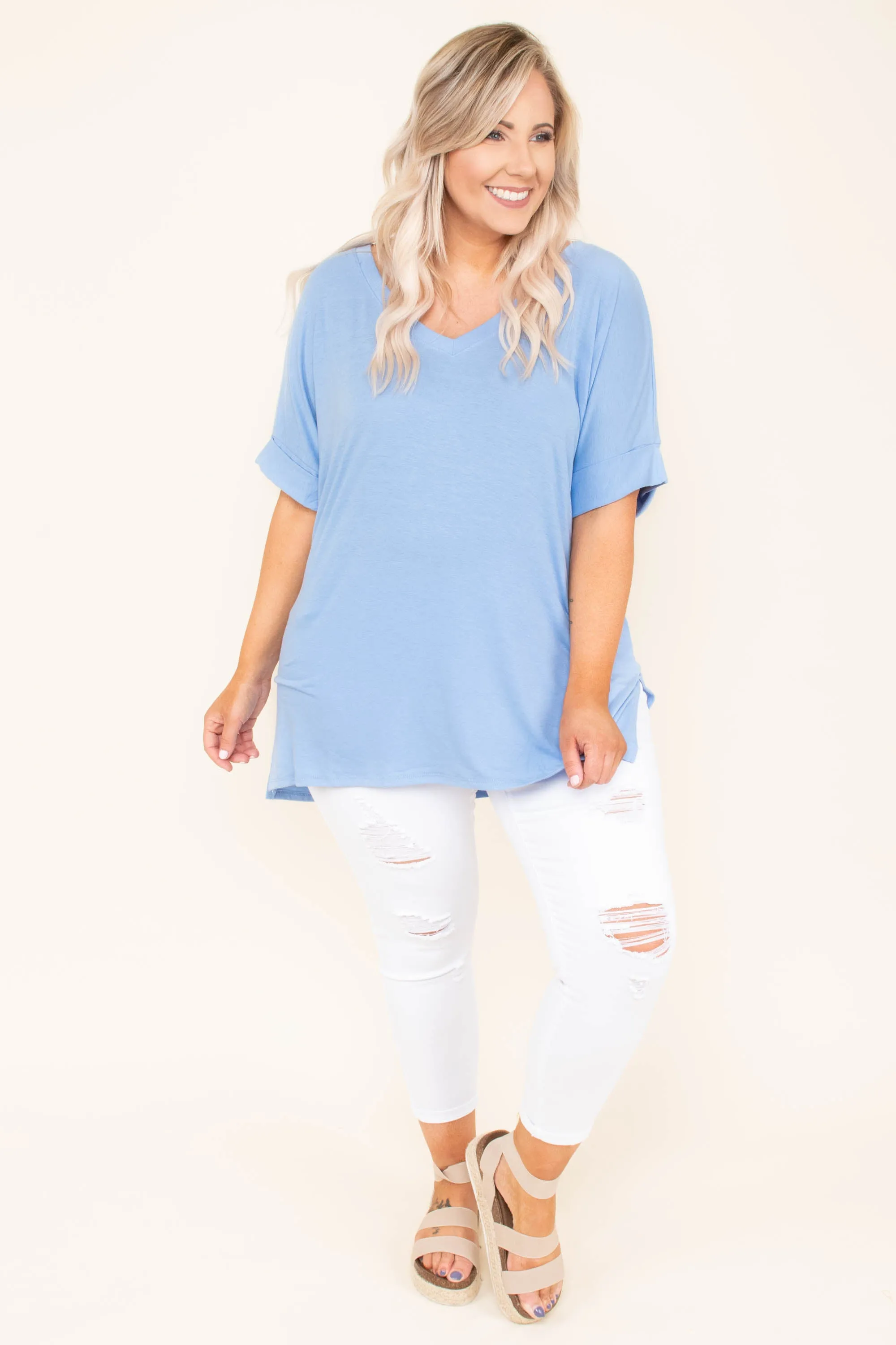 Comfy Travels Top, Spring Blue