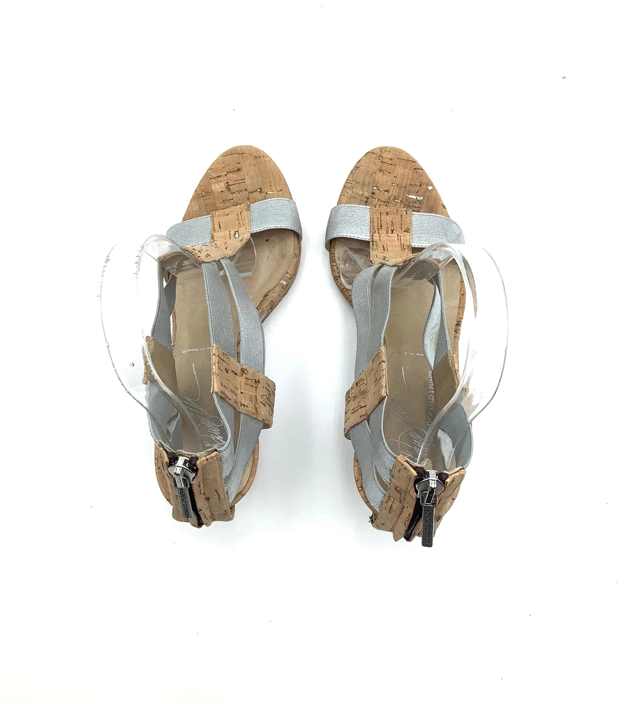 Donald Pliner Women's Wedge Sandals  Silver & Cork Size: 8