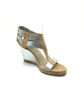 Donald Pliner Women's Wedge Sandals  Silver & Cork Size: 8