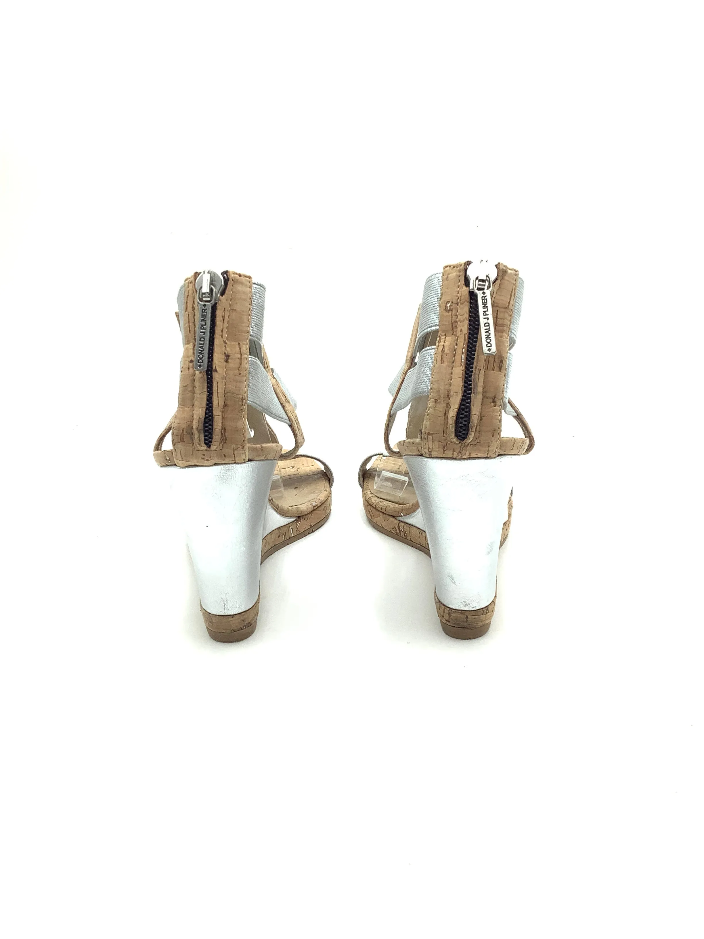 Donald Pliner Women's Wedge Sandals  Silver & Cork Size: 8