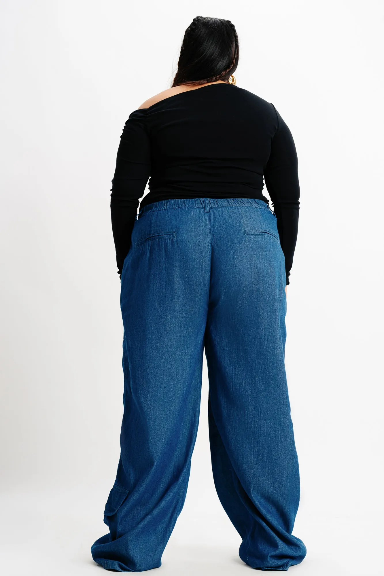 Elasticated Lightweight Cargo Denim Pants