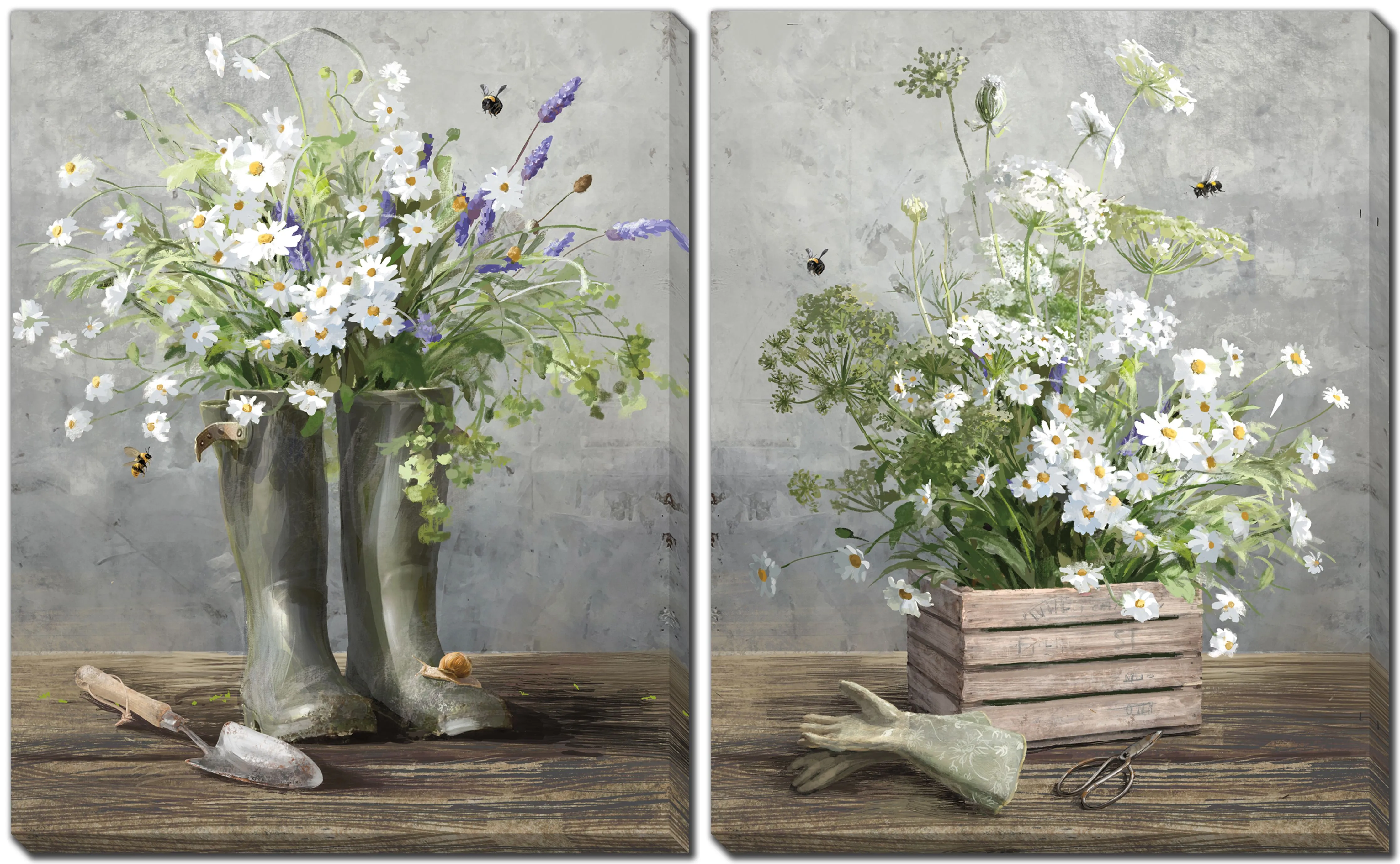 English Wellies and Flowers (Set of 2) **Store Pickup Only**