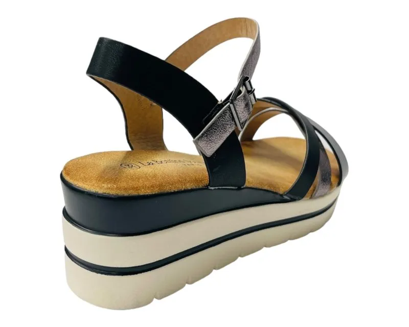 Faux Leather Padded Ankle Strap Wedge Sandals