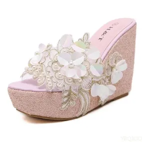 Floral Wedge Sandal Shoes