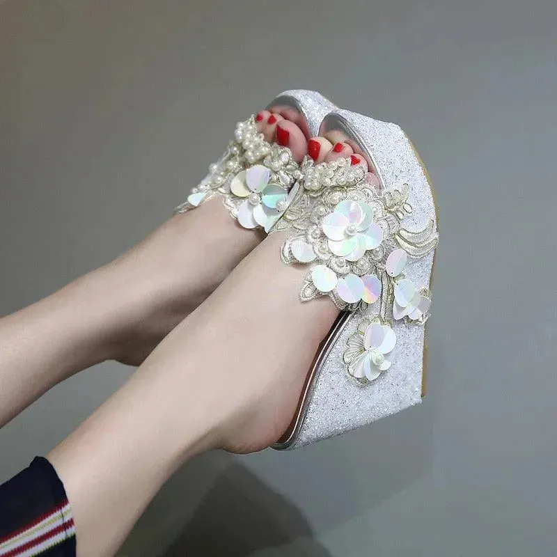 Floral Wedge Sandal Shoes