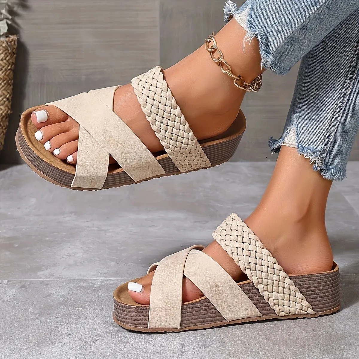 Giselle - Wedge Sandals with Braided Strap