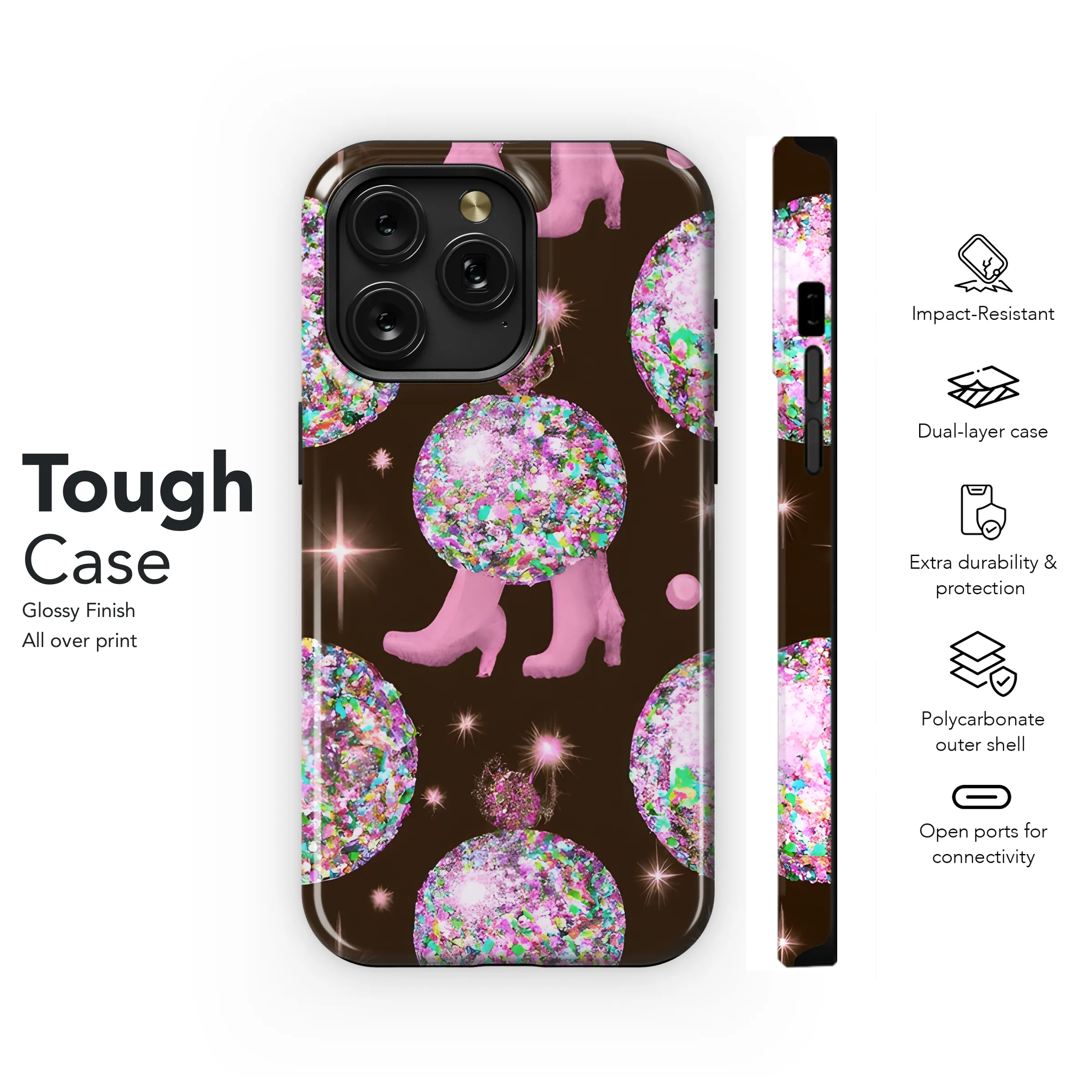 Glitter Disco Boots Succulent Phone Case iPhone Samsung Cover Pixel 3611