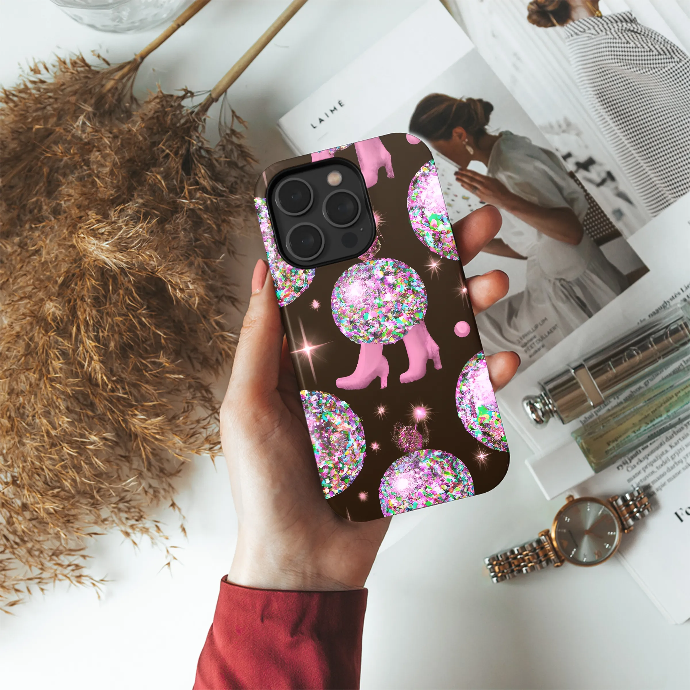 Glitter Disco Boots Succulent Phone Case iPhone Samsung Cover Pixel 3611