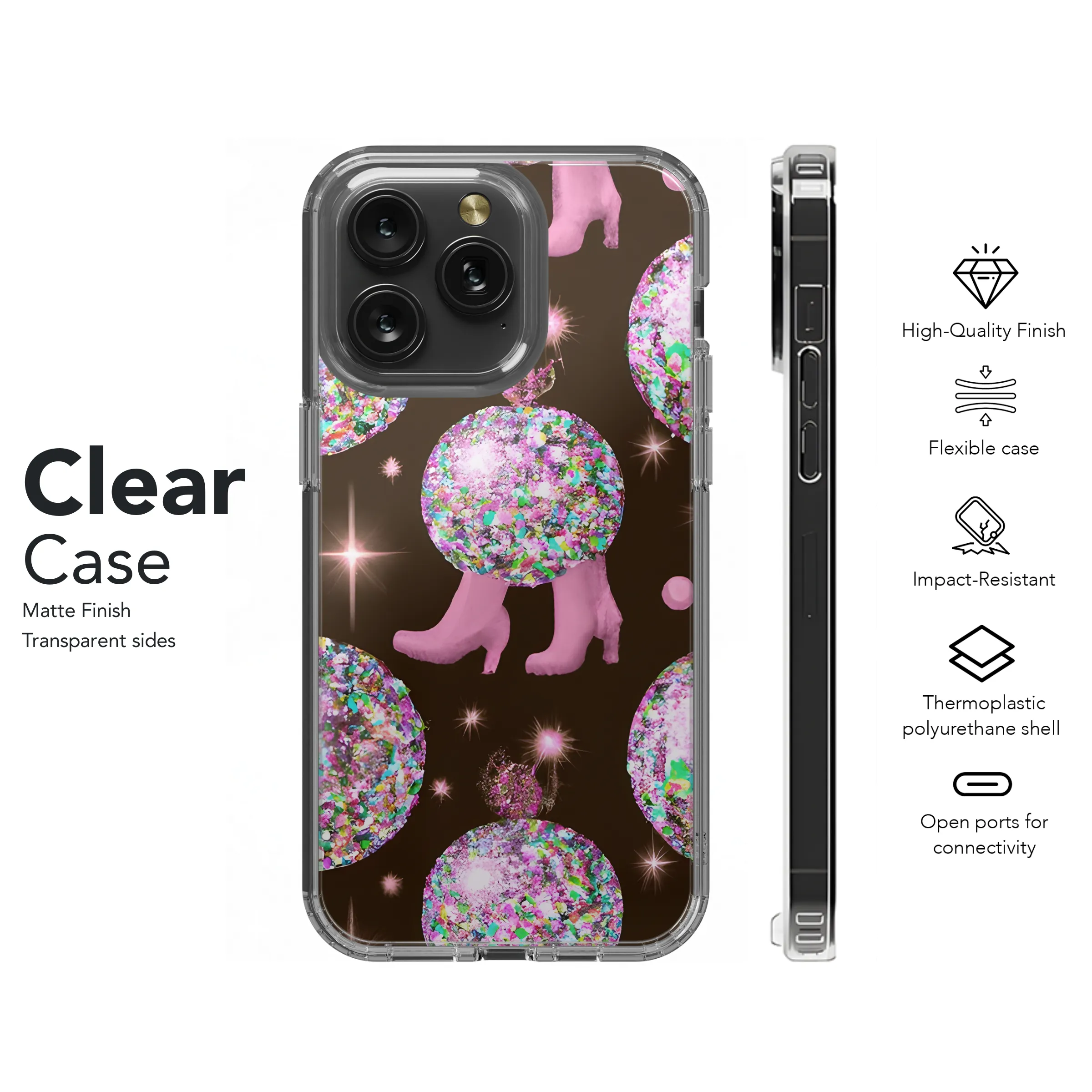 Glitter Disco Boots Succulent Phone Case iPhone Samsung Cover Pixel 3611