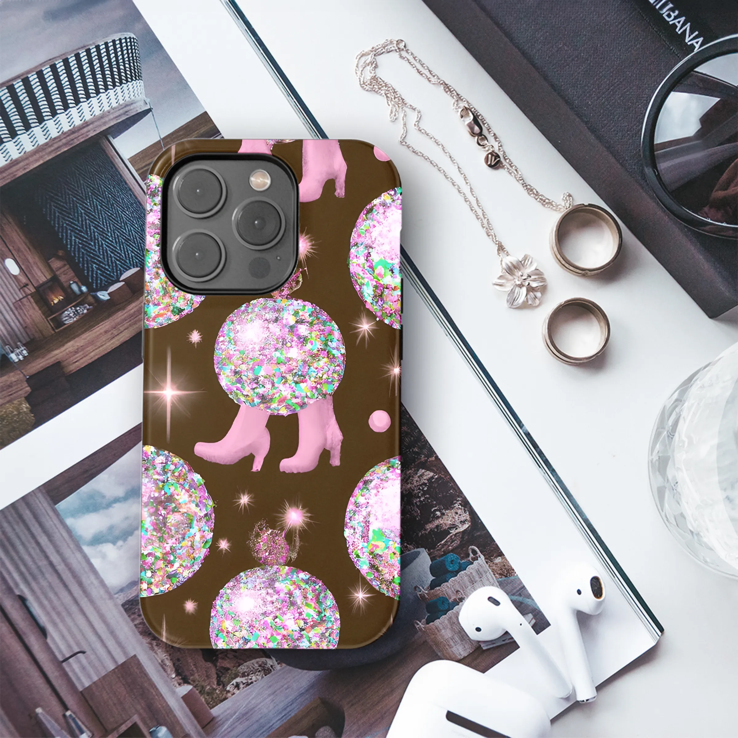 Glitter Disco Boots Succulent Phone Case iPhone Samsung Cover Pixel 3611