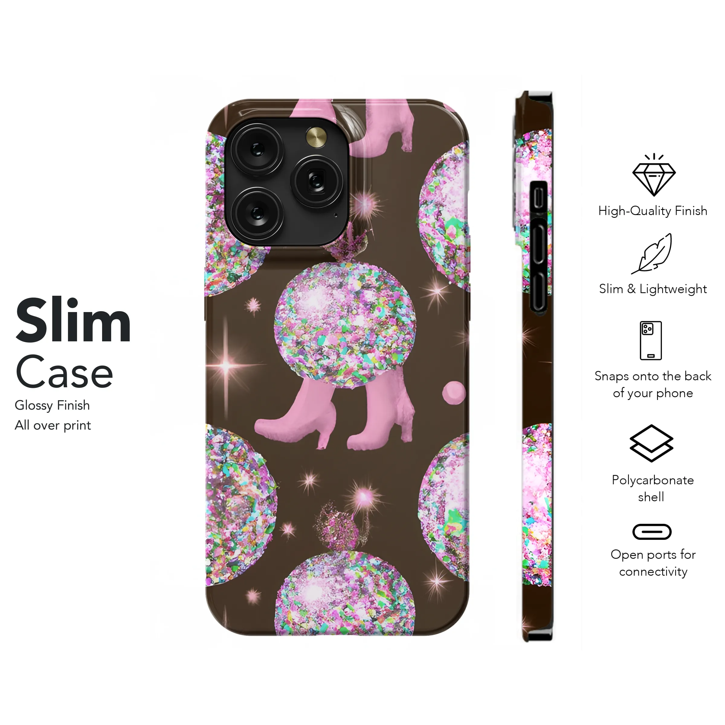 Glitter Disco Boots Succulent Phone Case iPhone Samsung Cover Pixel 3611