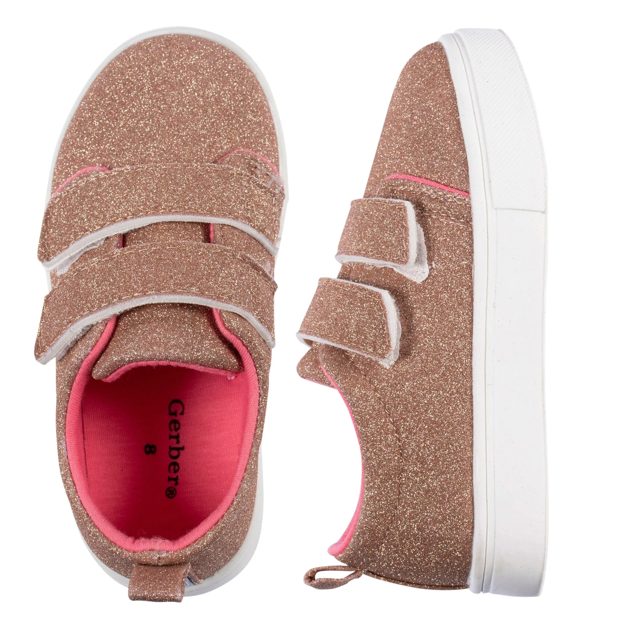 Infant & Toddler Girls Rose Gold Glitter Strap Sneaker