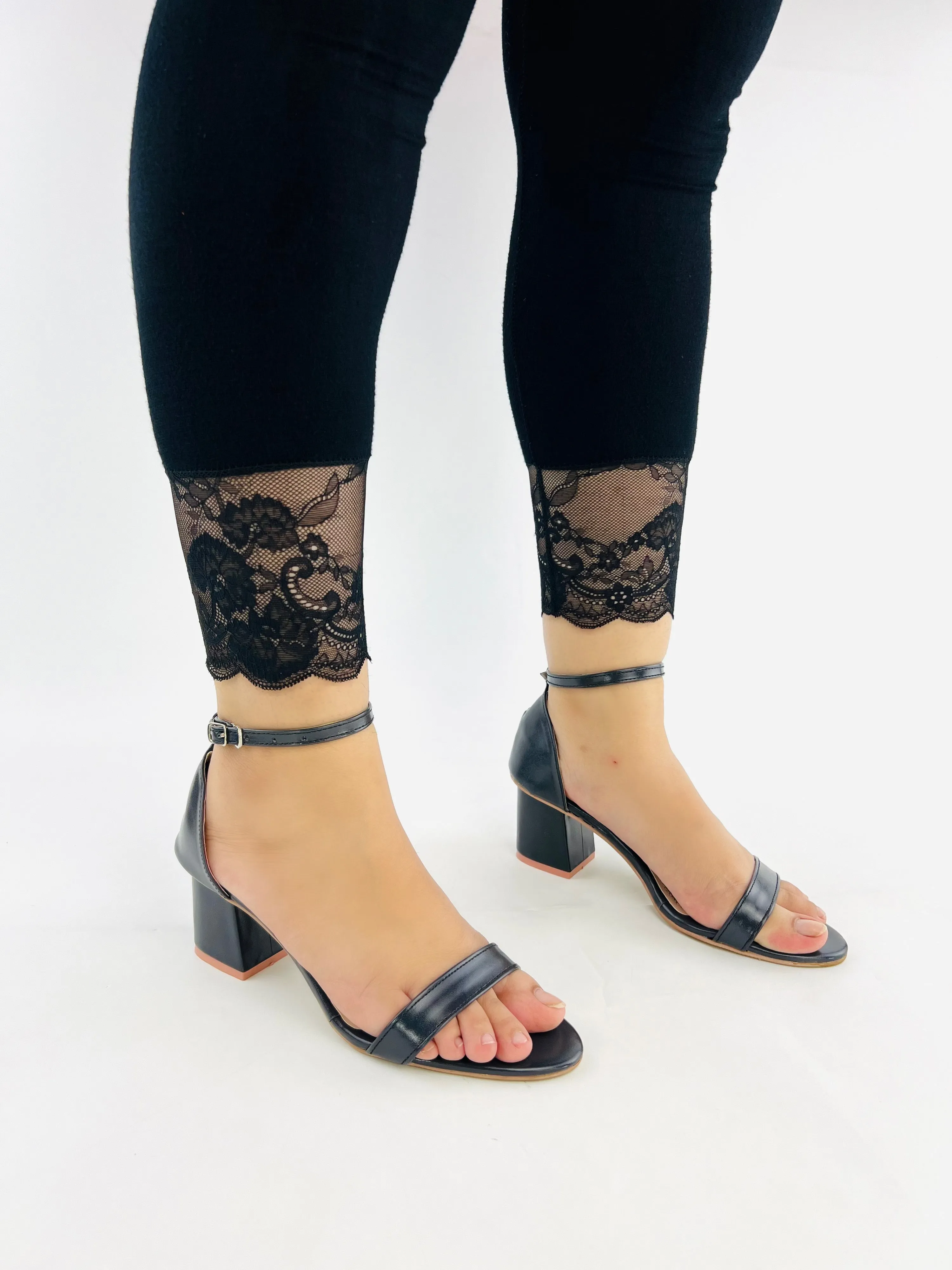 Liza Black Open Toe Chunky Block Heel Sandals