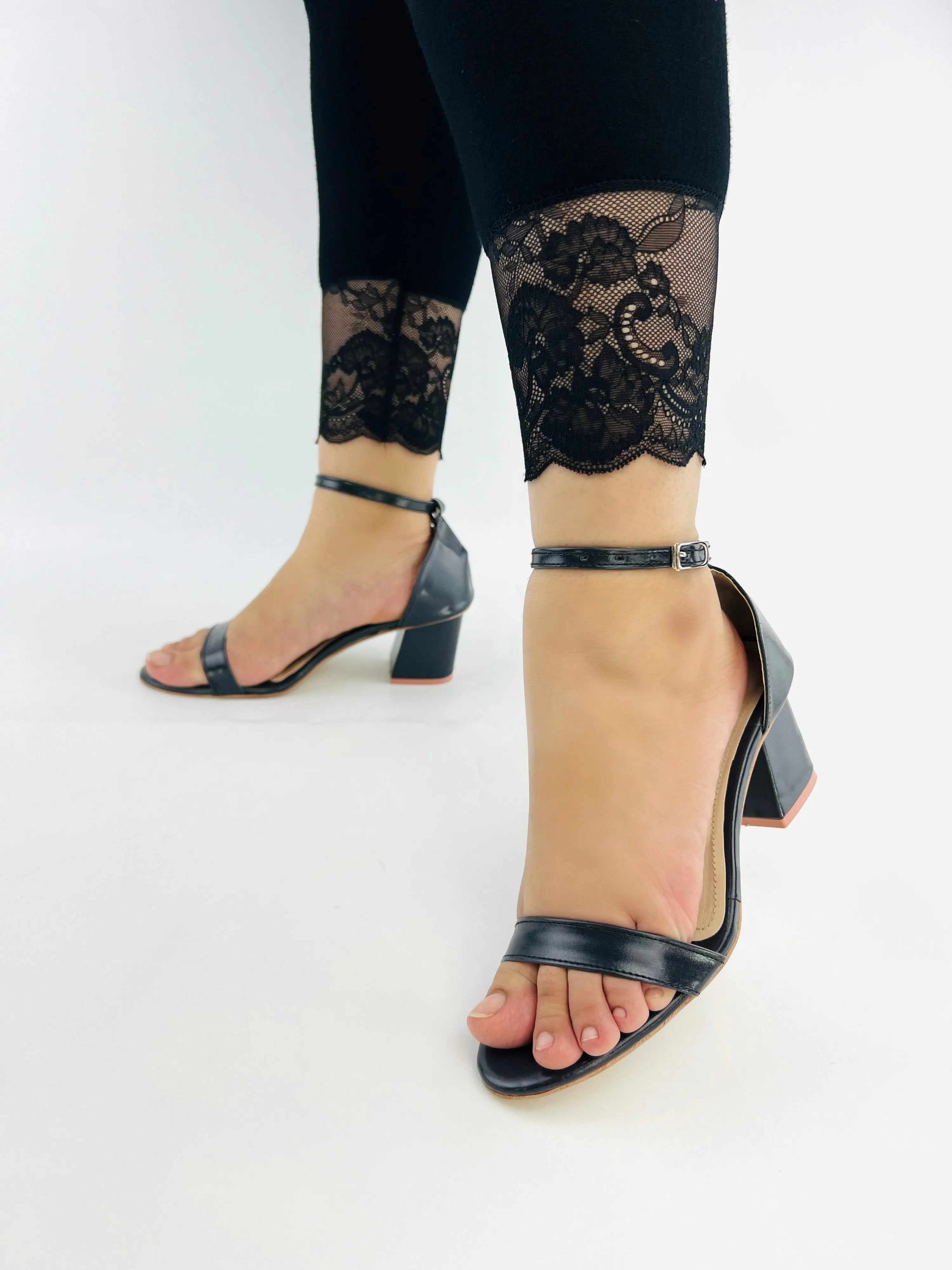 Liza Black Open Toe Chunky Block Heel Sandals