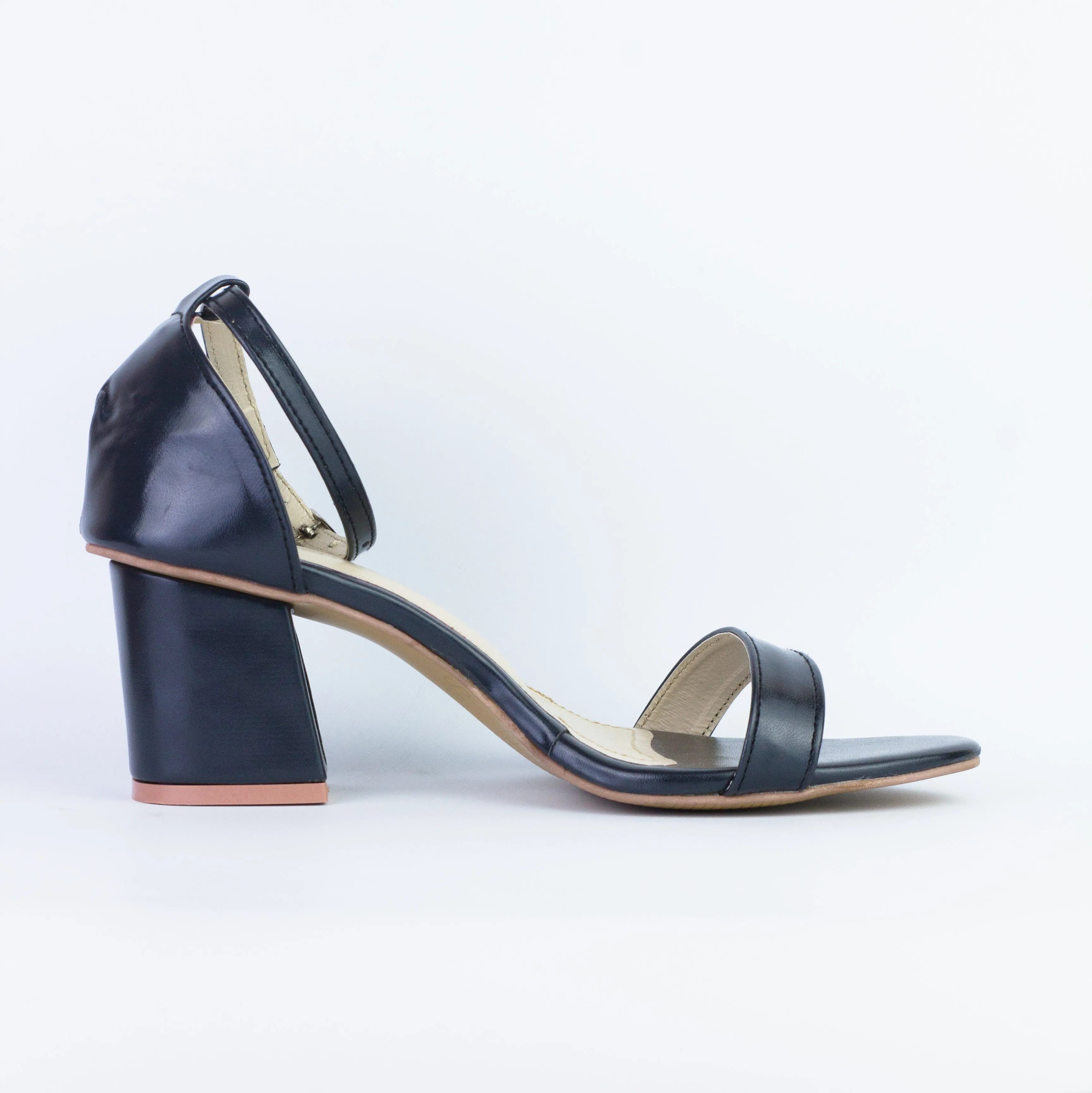 Liza Black Open Toe Chunky Block Heel Sandals