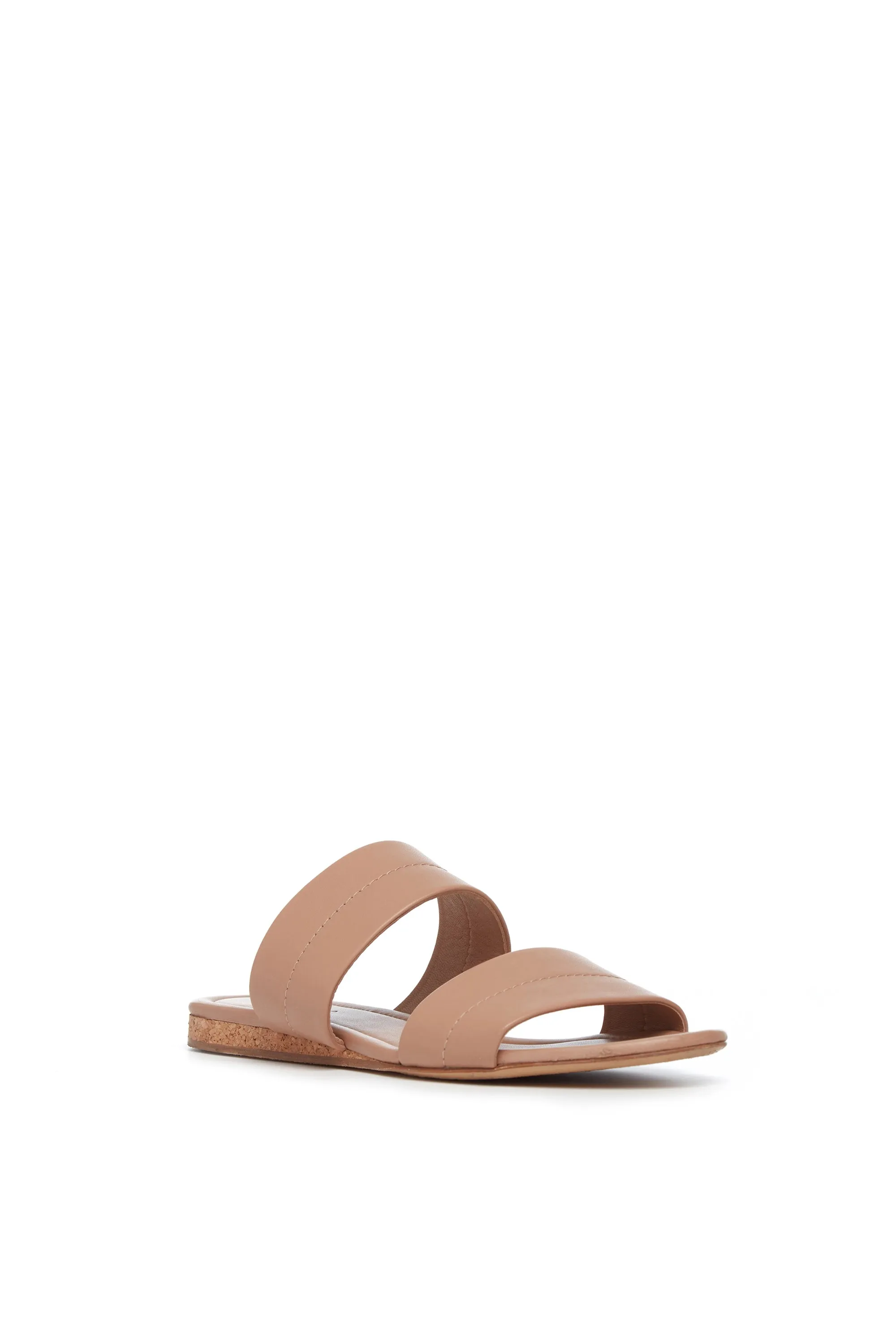 Lora Flat Sandal in Dark Camel Leather