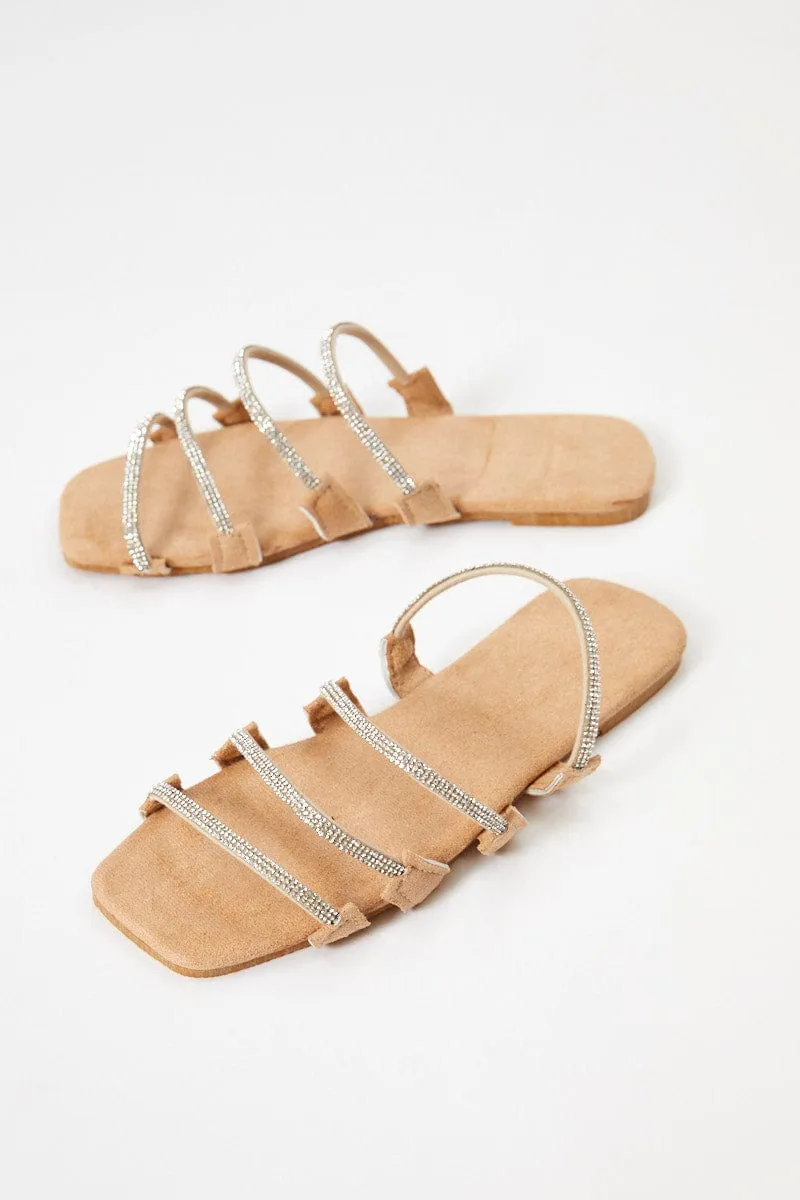 Metallic Strappy Flat Slides