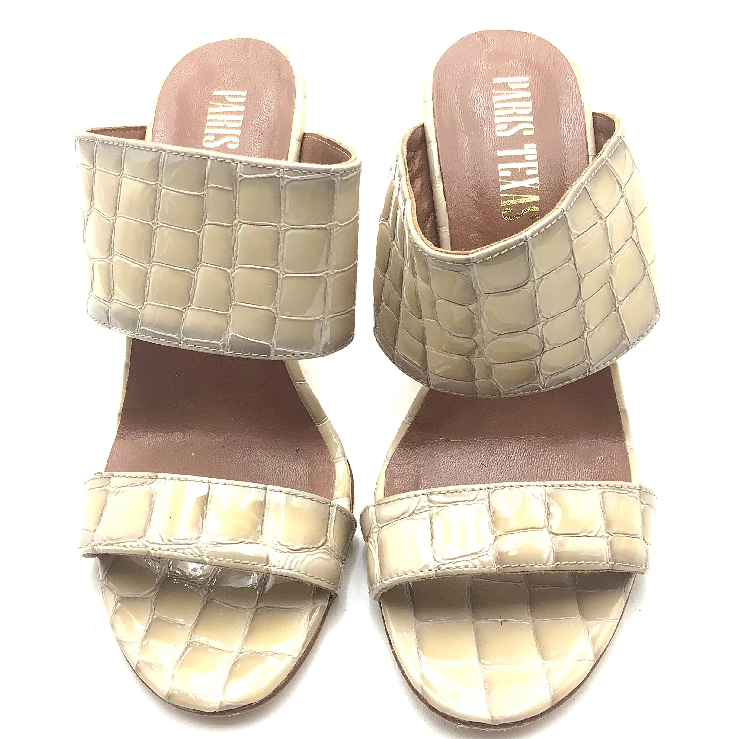 Paris Texas Women's Leather Wedge Sandal Beige Size: 5.5