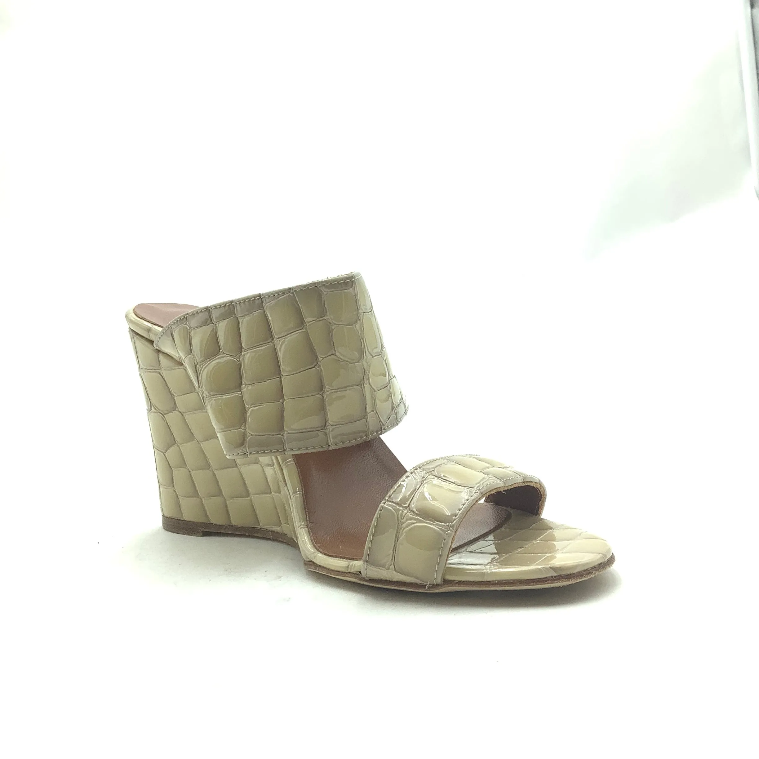 Paris Texas Women's Leather Wedge Sandal Beige Size: 5.5