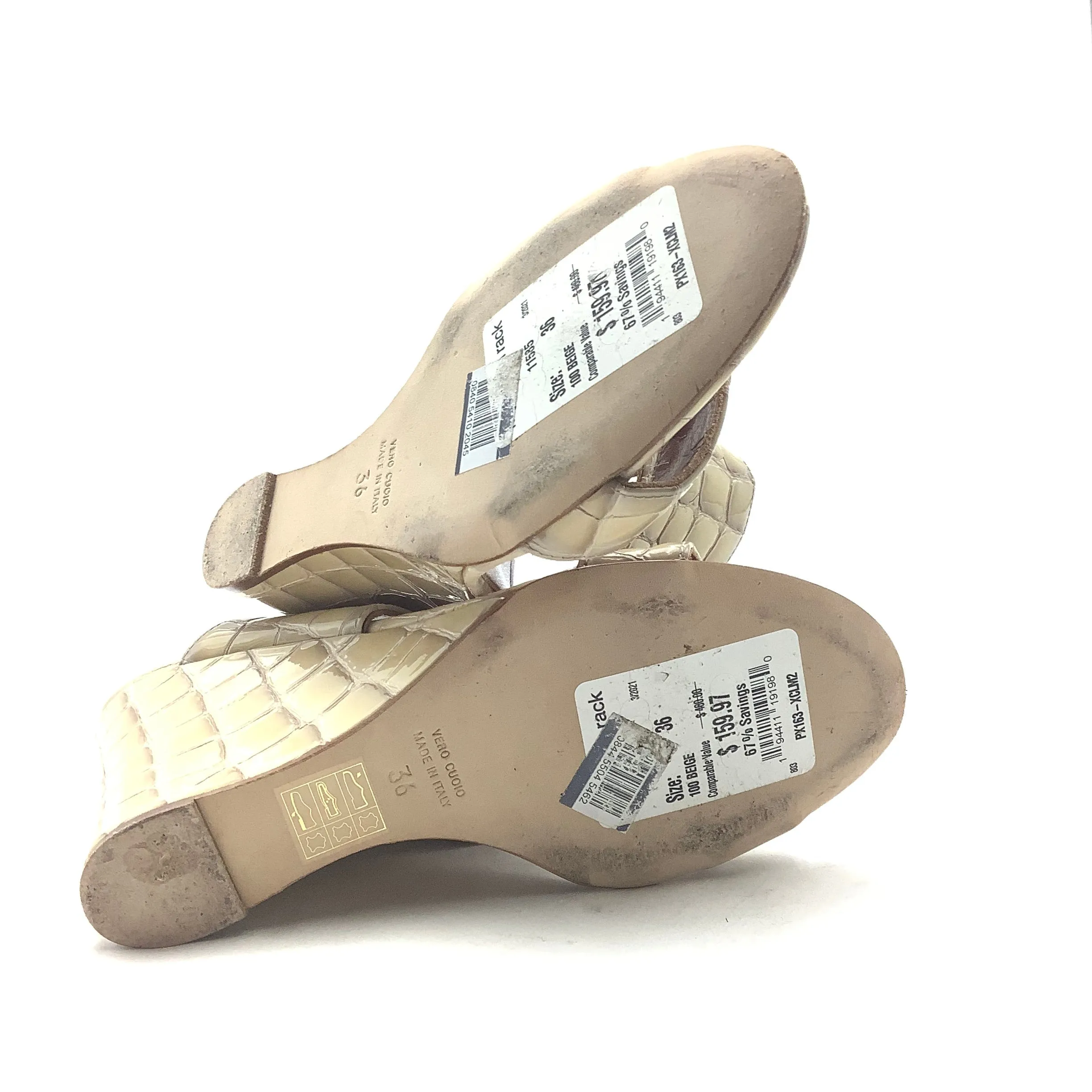 Paris Texas Women's Leather Wedge Sandal Beige Size: 5.5