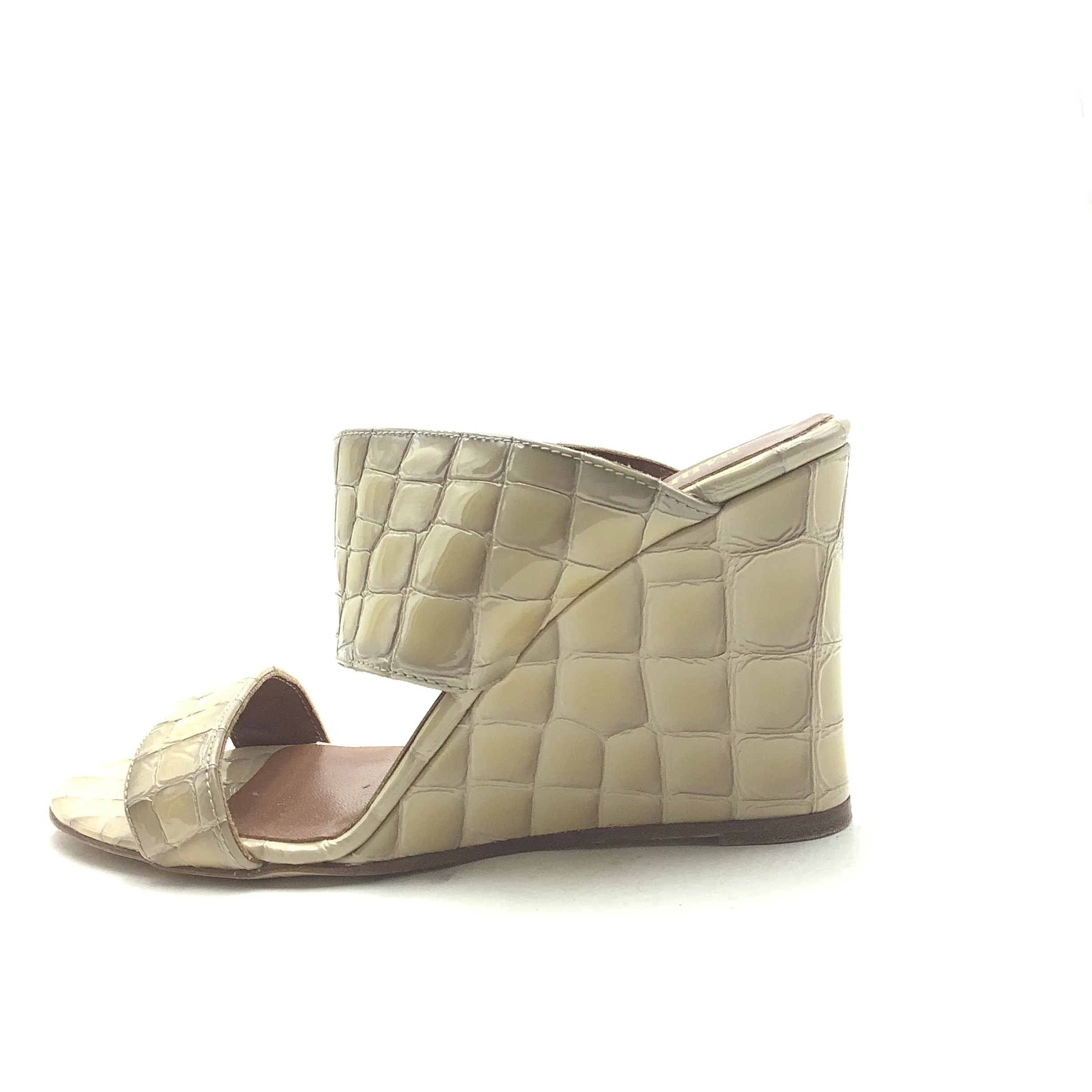 Paris Texas Women's Leather Wedge Sandal Beige Size: 5.5