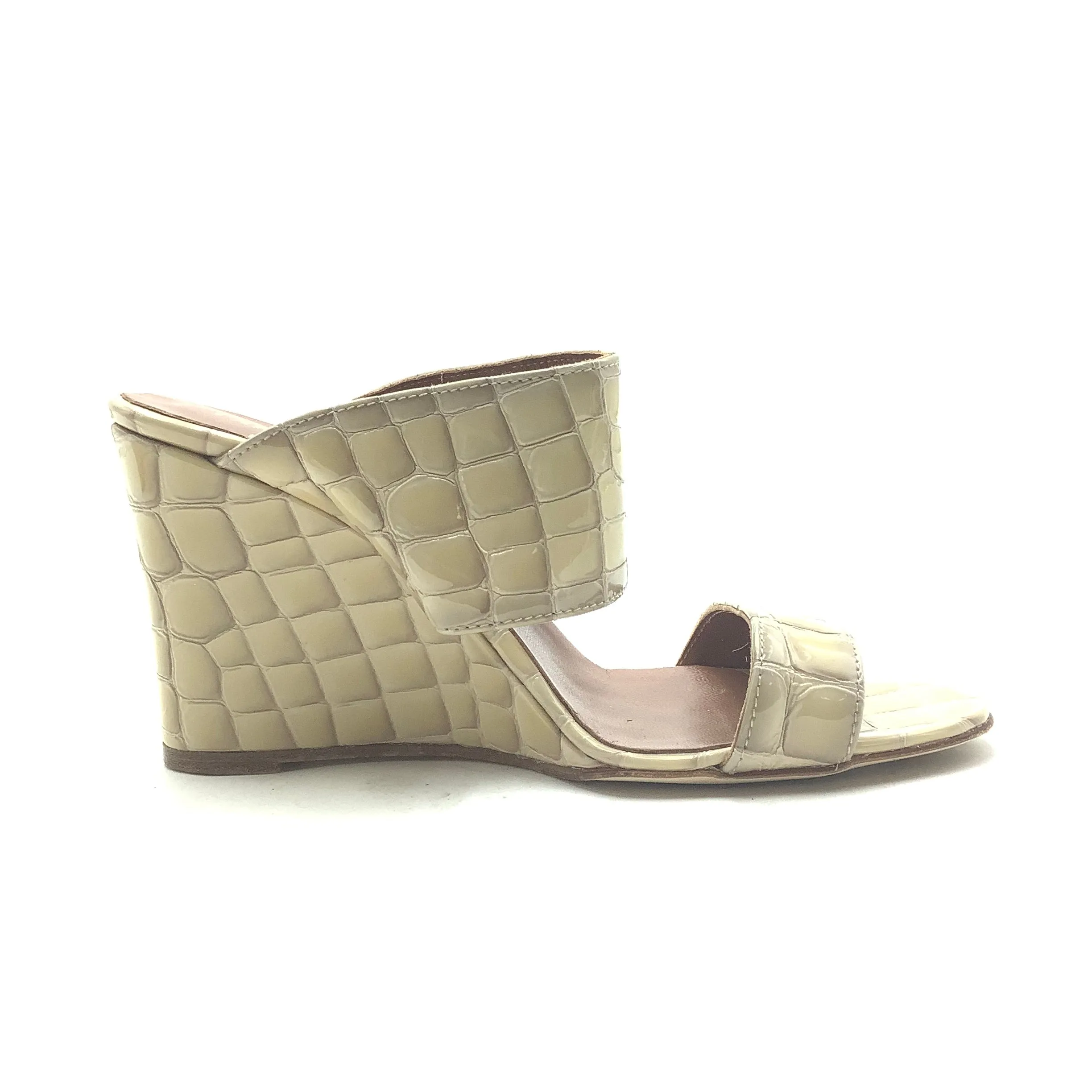 Paris Texas Women's Leather Wedge Sandal Beige Size: 5.5