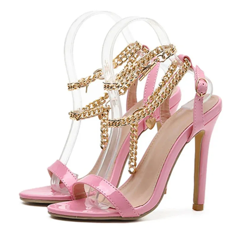 Patent Leather Stiletto Heel Sandals