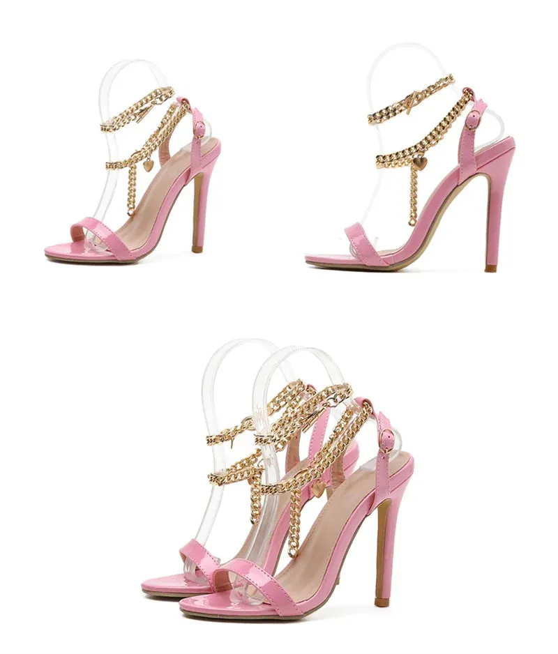 Patent Leather Stiletto Heel Sandals