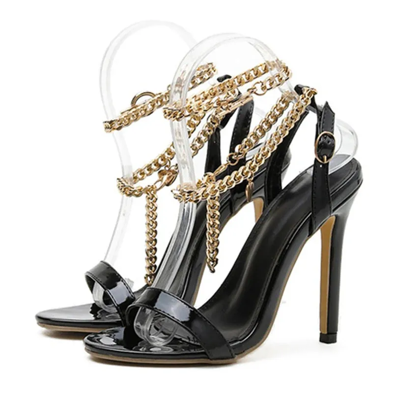 Patent Leather Stiletto Heel Sandals