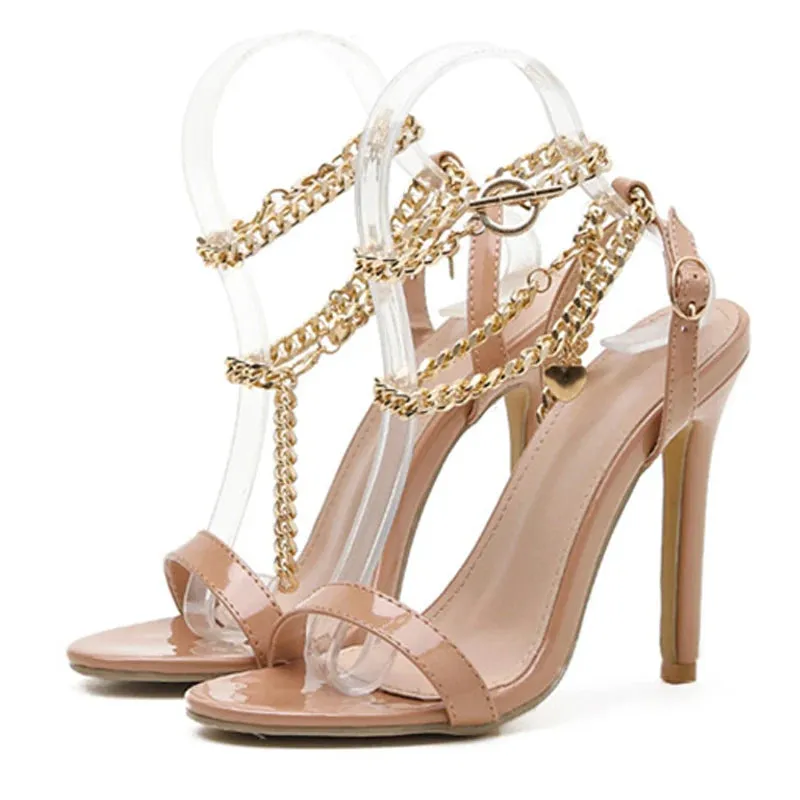 Patent Leather Stiletto Heel Sandals