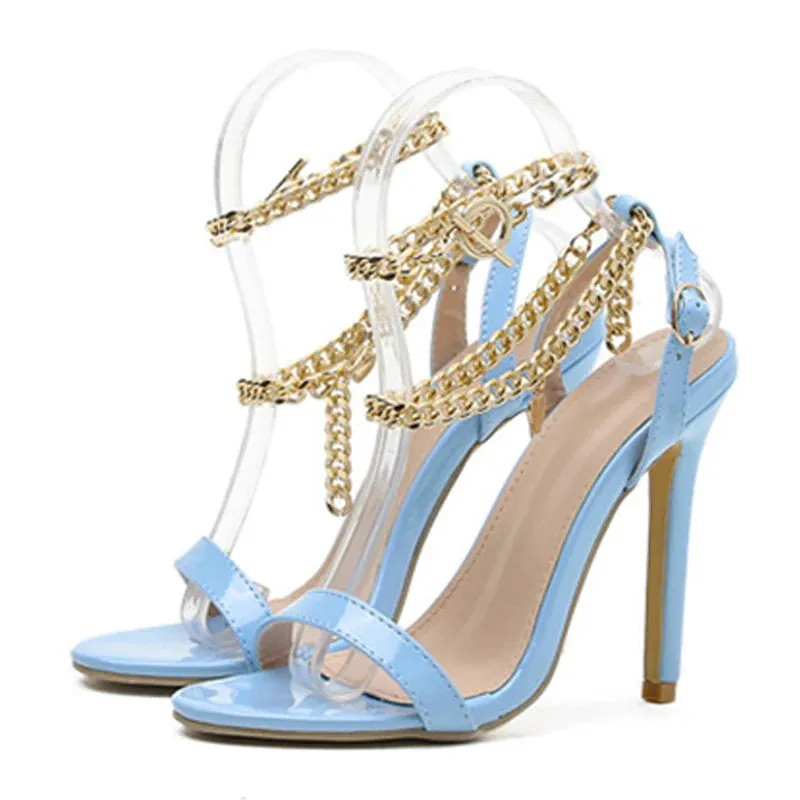 Patent Leather Stiletto Heel Sandals