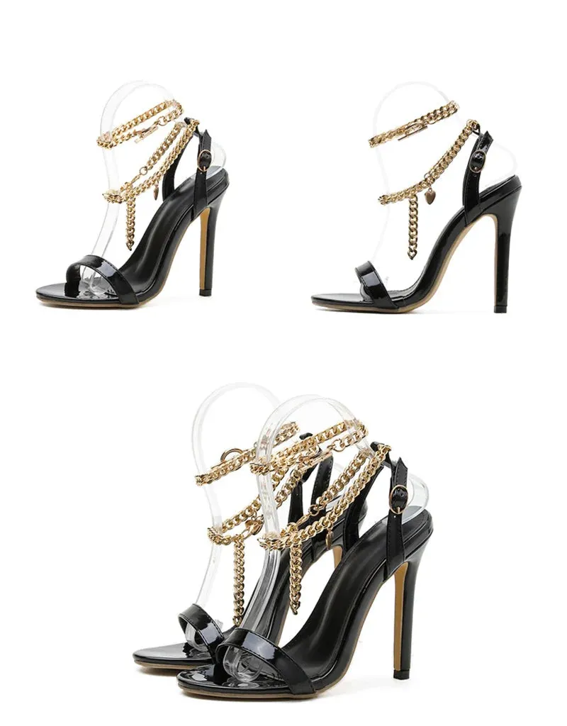 Patent Leather Stiletto Heel Sandals