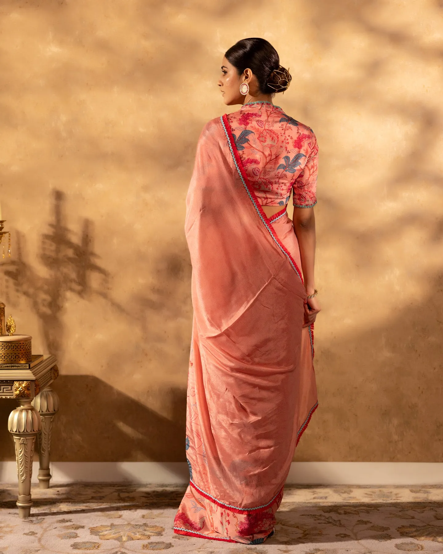 Peachy Botanical Saree