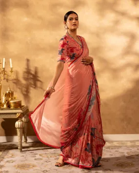 Peachy Botanical Saree