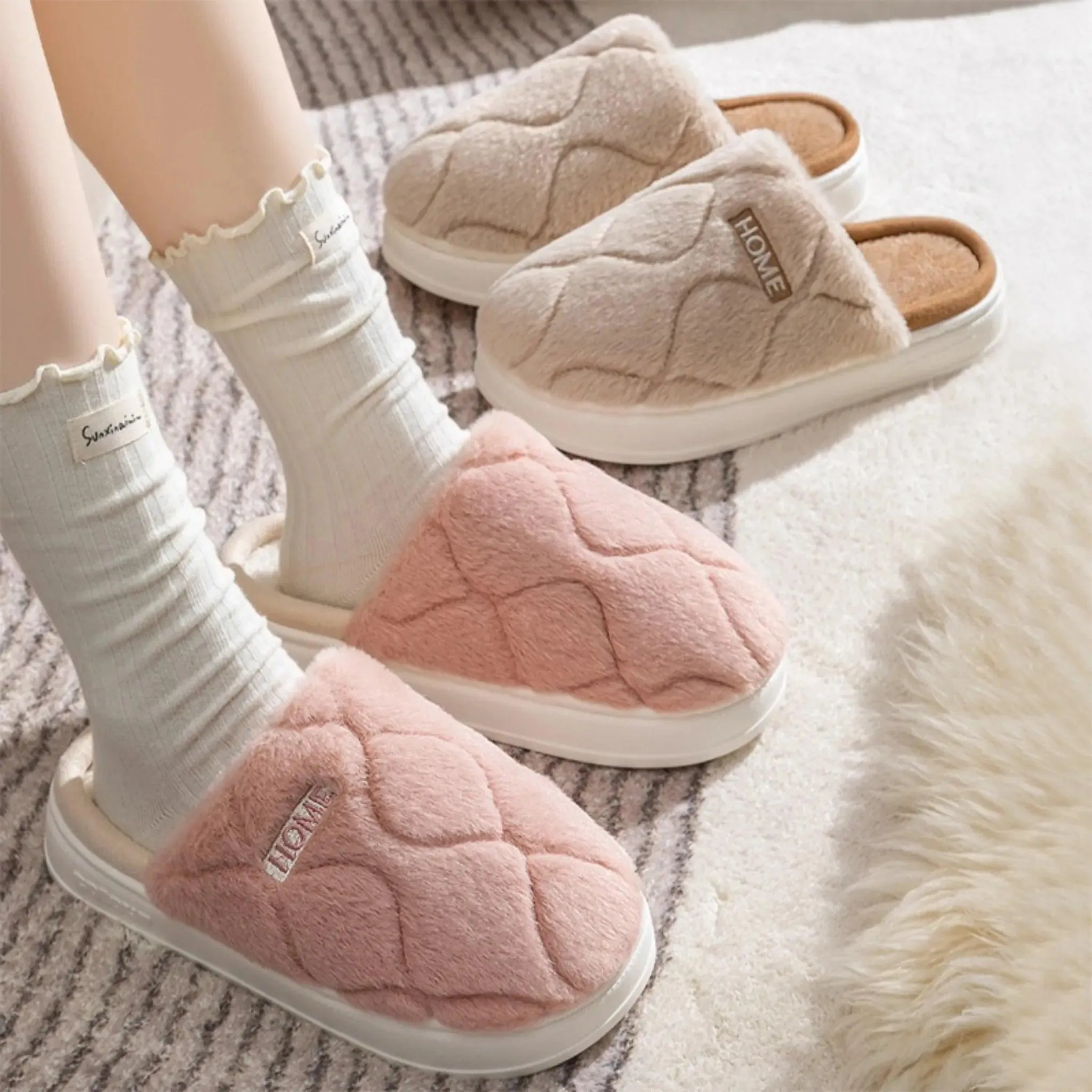 Plush Winter Indoor Slippers for Men & Women