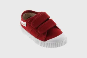 Red canvas double velcro sneaker