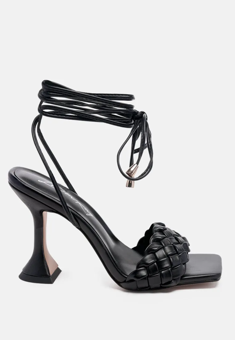 Skora Tie Up Spool Heel Sandals