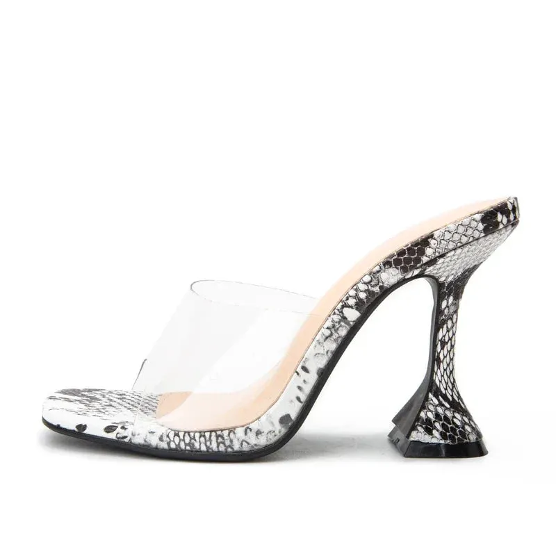 Snake Grain PVC Transparent High Heel Shoes