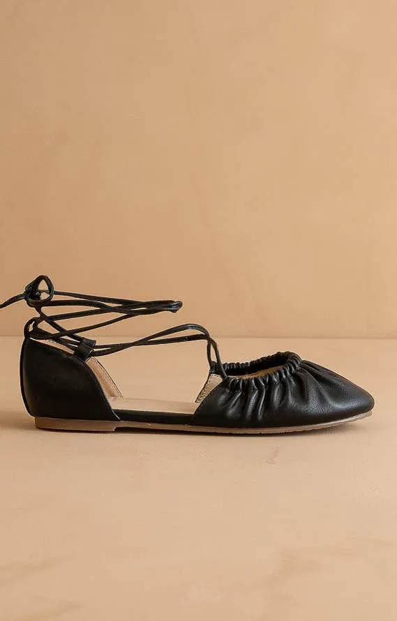 The Laney Black | Lace Up Ballet Flat