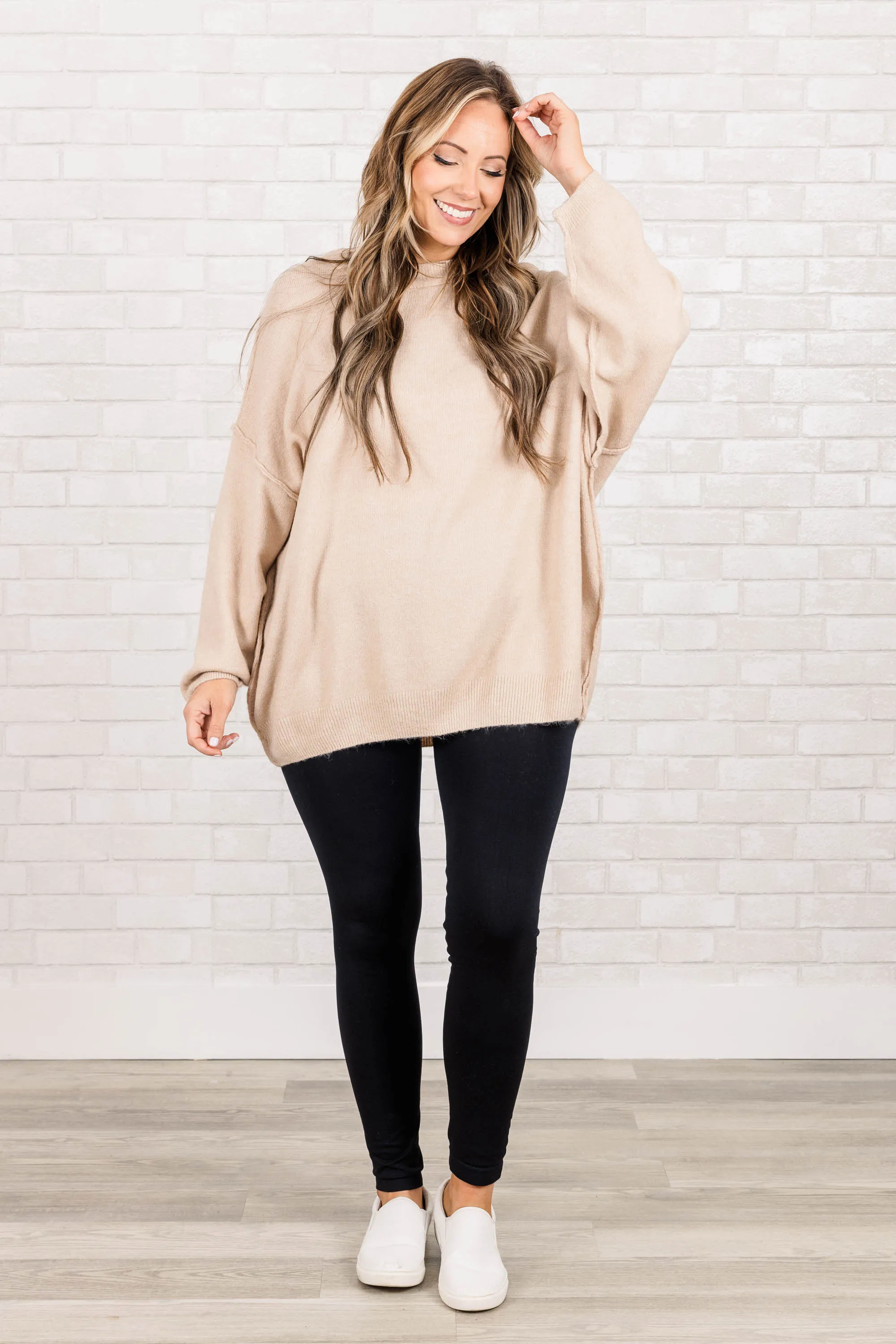 Too Comfy Sweater, Heather Beige