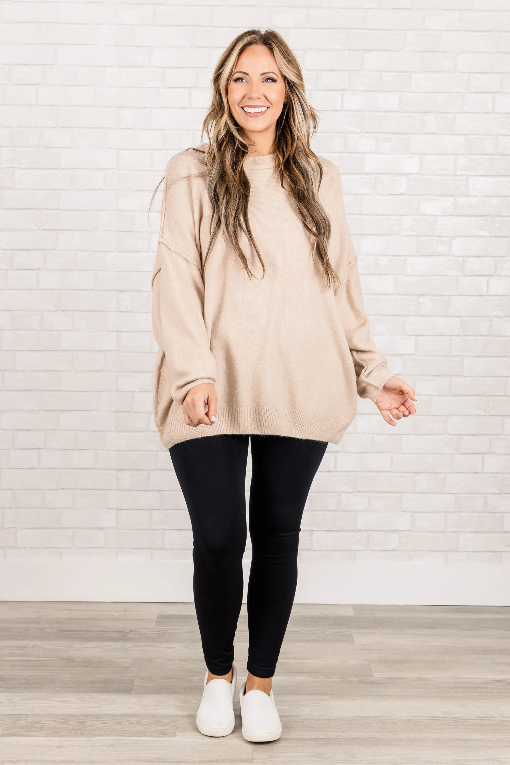 Too Comfy Sweater, Heather Beige