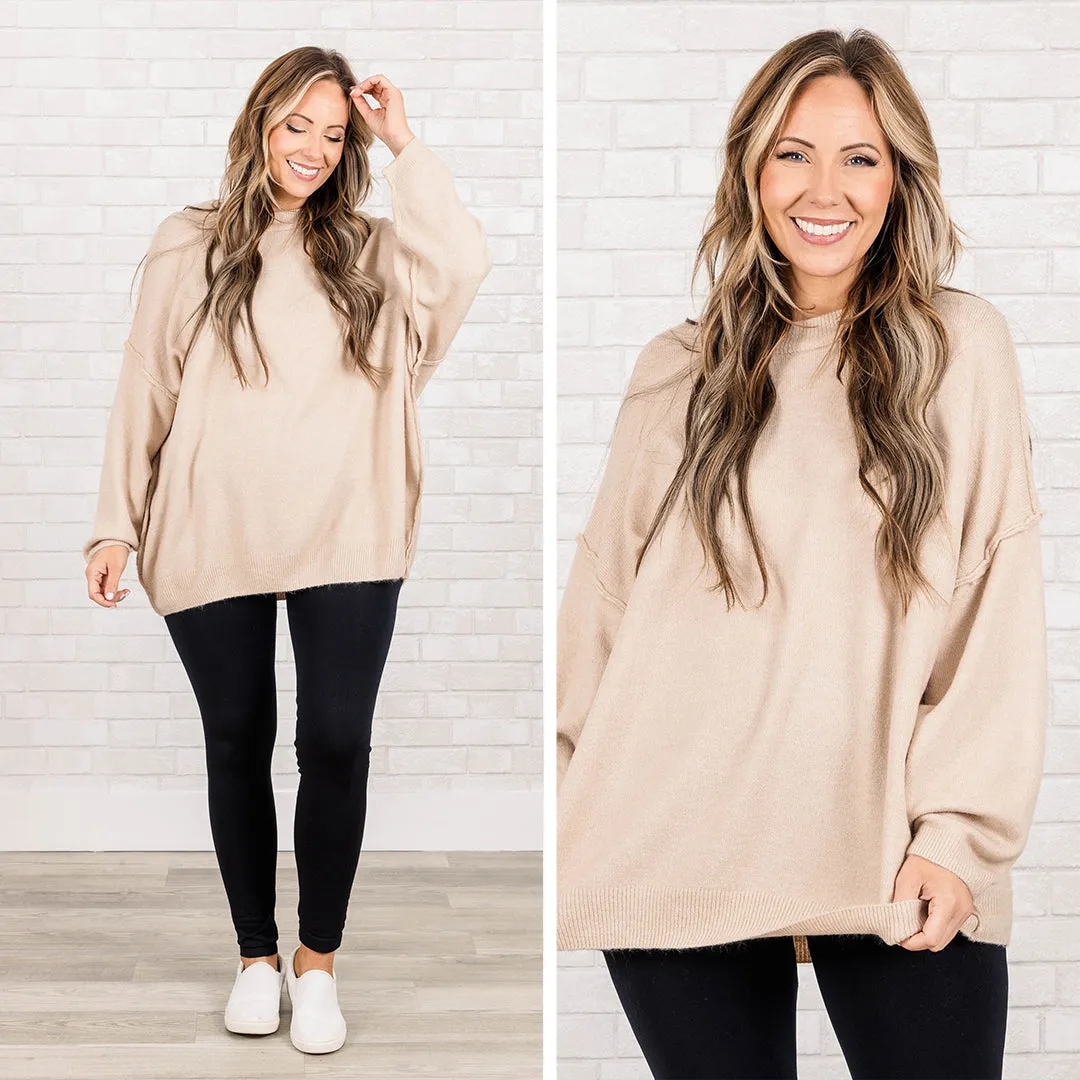 Too Comfy Sweater, Heather Beige