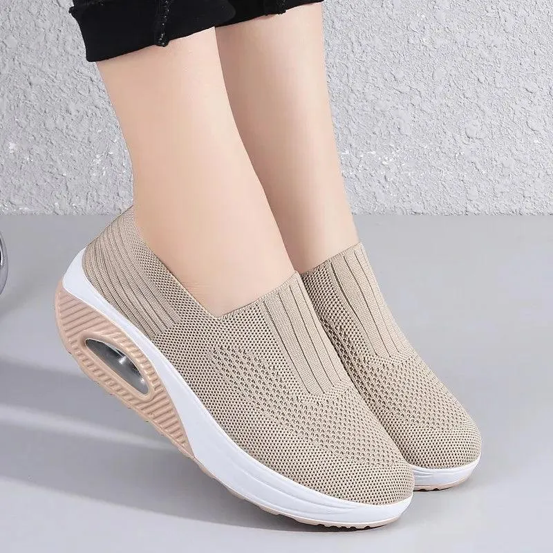 Women's Breathable Vulcanized Sneakers Platform Flat