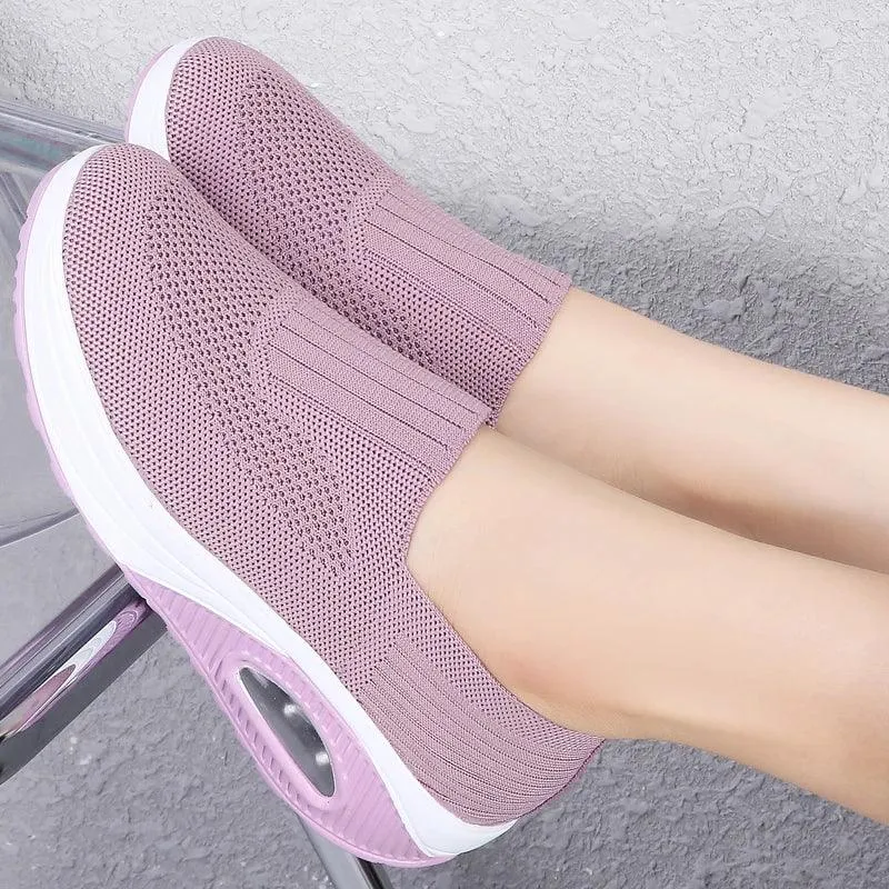 Women's Breathable Vulcanized Sneakers Platform Flat