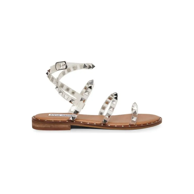 Women's Summer Metal Studded Flat Strappy Sandals