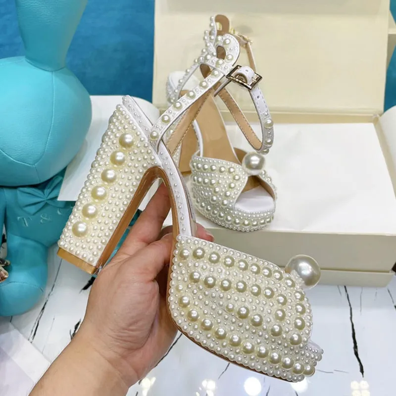 Y2K Crystal Embellished Square Heel Gladiator Sandals