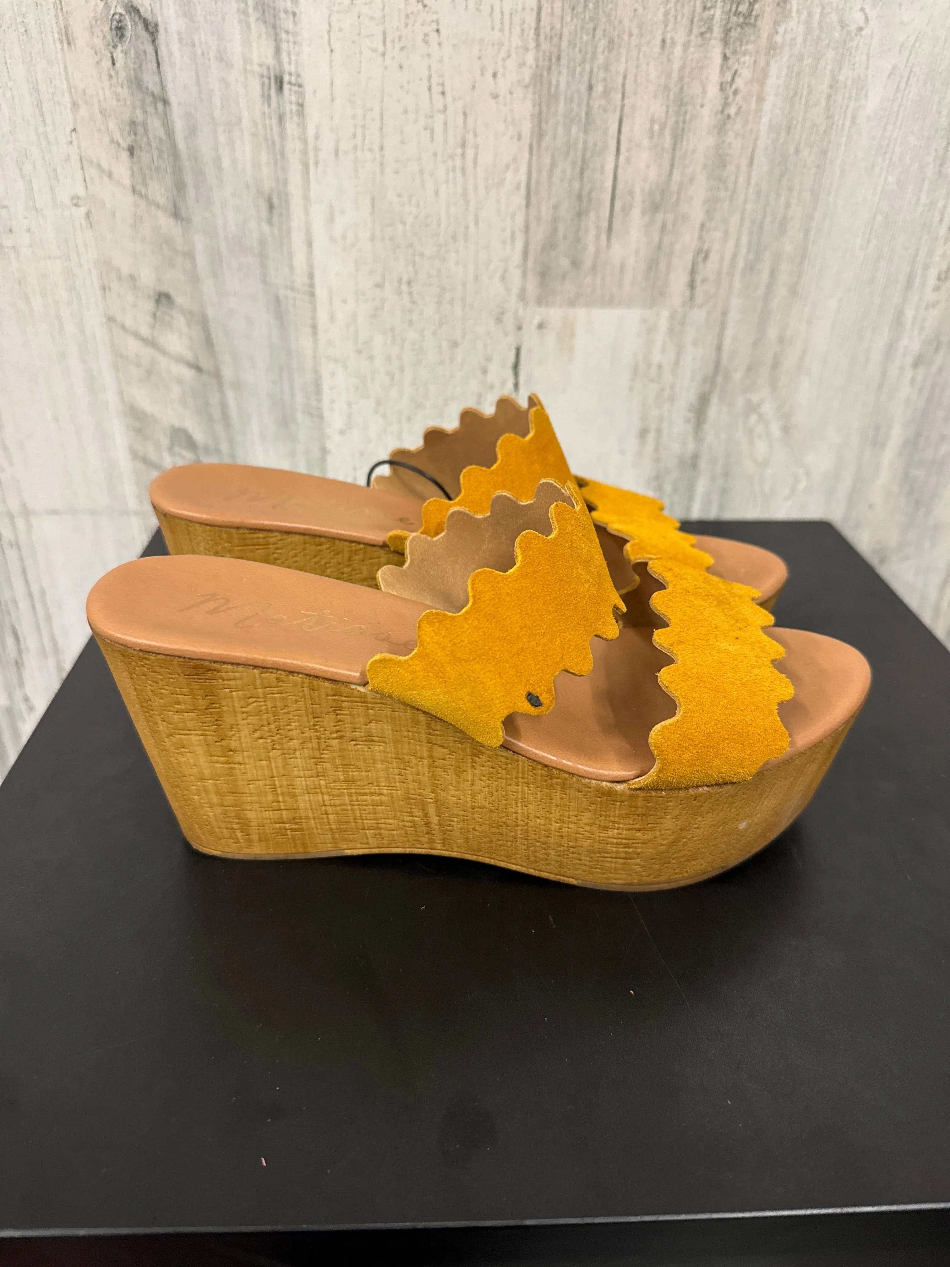 Yellow Sandals Heels Wedge Matisse, Size 7